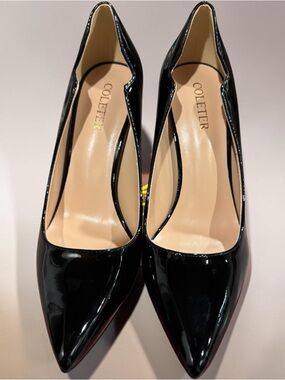 Coleter Black Patent Pointed Toe Pumps